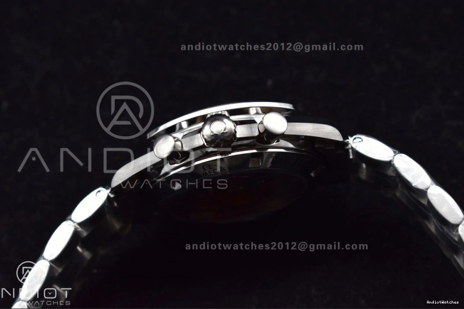 Back MoonWatch Manual SS Winding 1121 Speedmaster Effortless SS OMF Chrono Transparent Movement Black Sapphire Bracelet on Crystal Dial with 1224